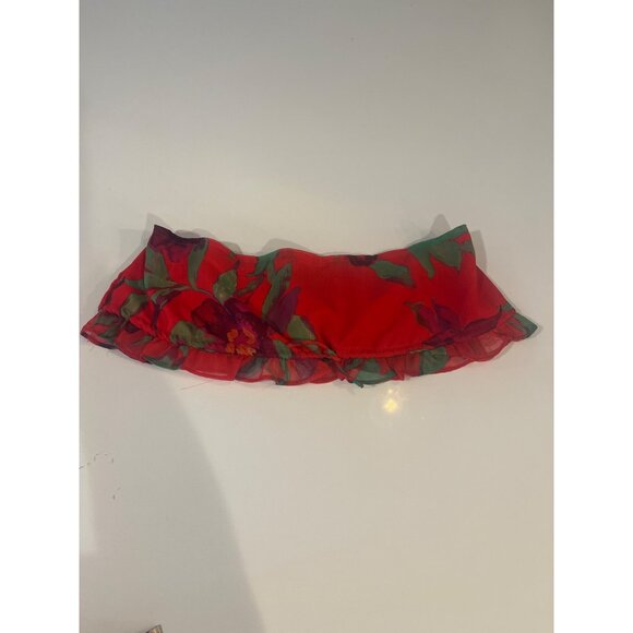 Red & Floral Sheer Ruffle Tube Top By Nasty Gal - Picture 2 of 7